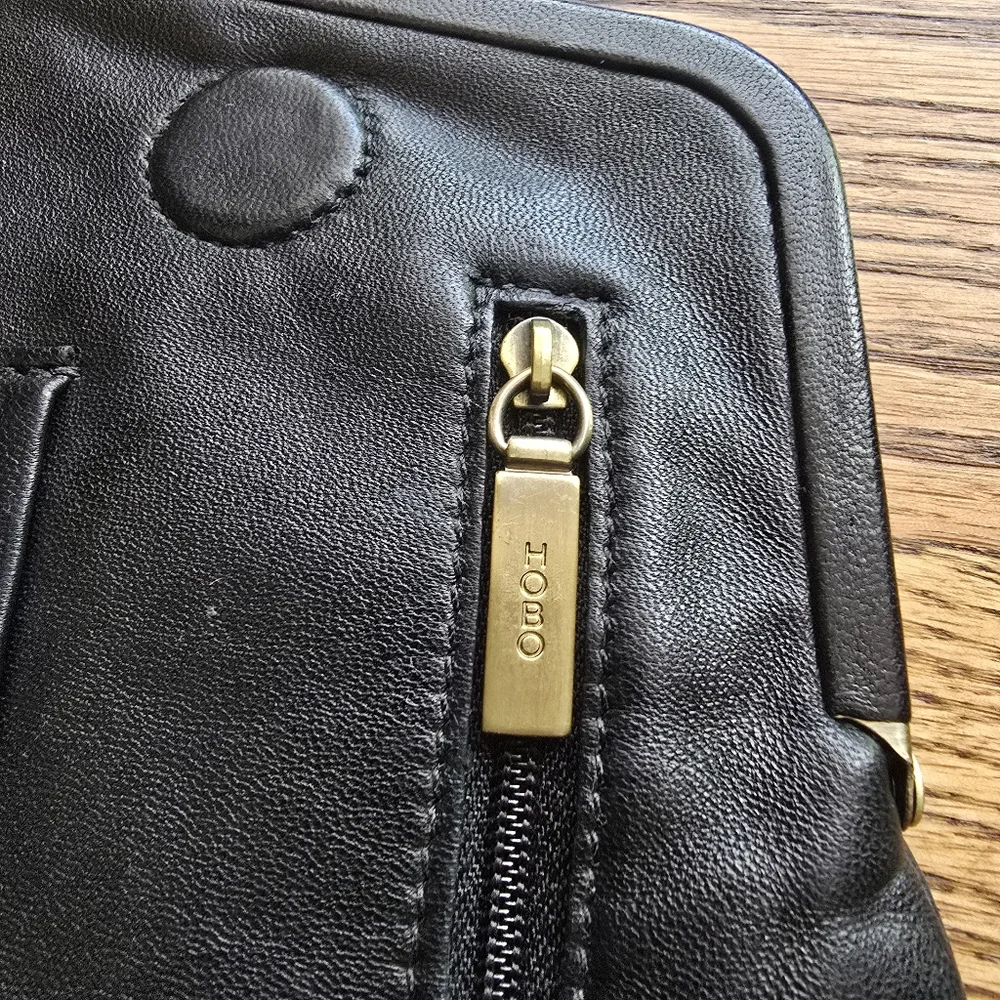 Leather HOBO Navy Clutch Architectural Wristlet Large